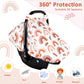Rainbow Infant Carseat Canopy With Peep Windows And Breathable Mesh, Kick-Proof, Soft Stretchy Baby Car Seat Cover For Newborns
