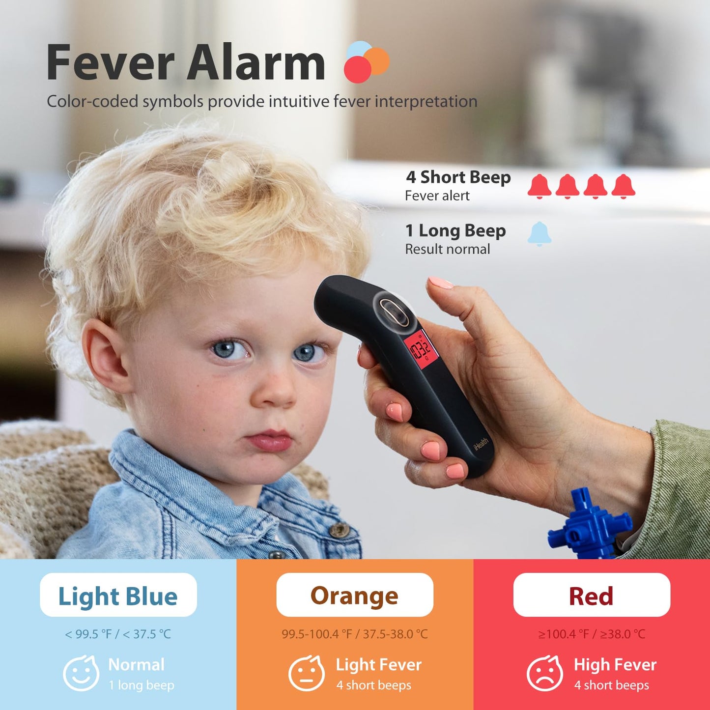 Ihealth Touchless Forehead Thermometer For Adults, Babies & Kids - 1-Second Fast Reading, Color-Coded Fever Alert, Fsa/Hsa Eligi