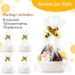 6 Sizes Woven Basket With Gift Bags And Gold Bows, Oval Soft Rope Baskets With Handles Gift Baskets Empty Cotton Baby Toy Storag