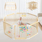 Foldable Wooden Playpen with Door: 8 Panel Adjustable Shape Playpen for Babies and Toddlers - 57x57x25 Large Kids Safety Activit