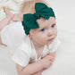 Jollybows 3Pcs Baby Nylon Headbands Hairbands Hair Bow Elastics For Baby Girls Newborn Infant Toddlers Kids (10-White+Green+Plai