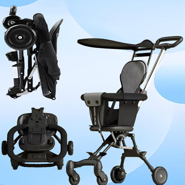 Luteti Foldable Baby Stroller with Adjustable Handles and Awning Stroller Pushchair for Airplane, Shopping, Walking,Easy 3Step 