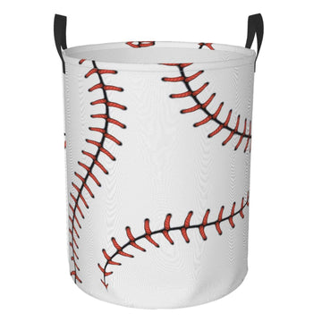 Foruidea Stylish Baseball Stitches Laces Print Laundry Basket,Laundry Hamper,Collapsible Storage Bin,Oxford Fabric Clothes Baske