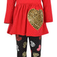Unique Baby Girls Valentines Day Toddler Animal Print Hearts Legging Set Outfit (3 Years, Red)
