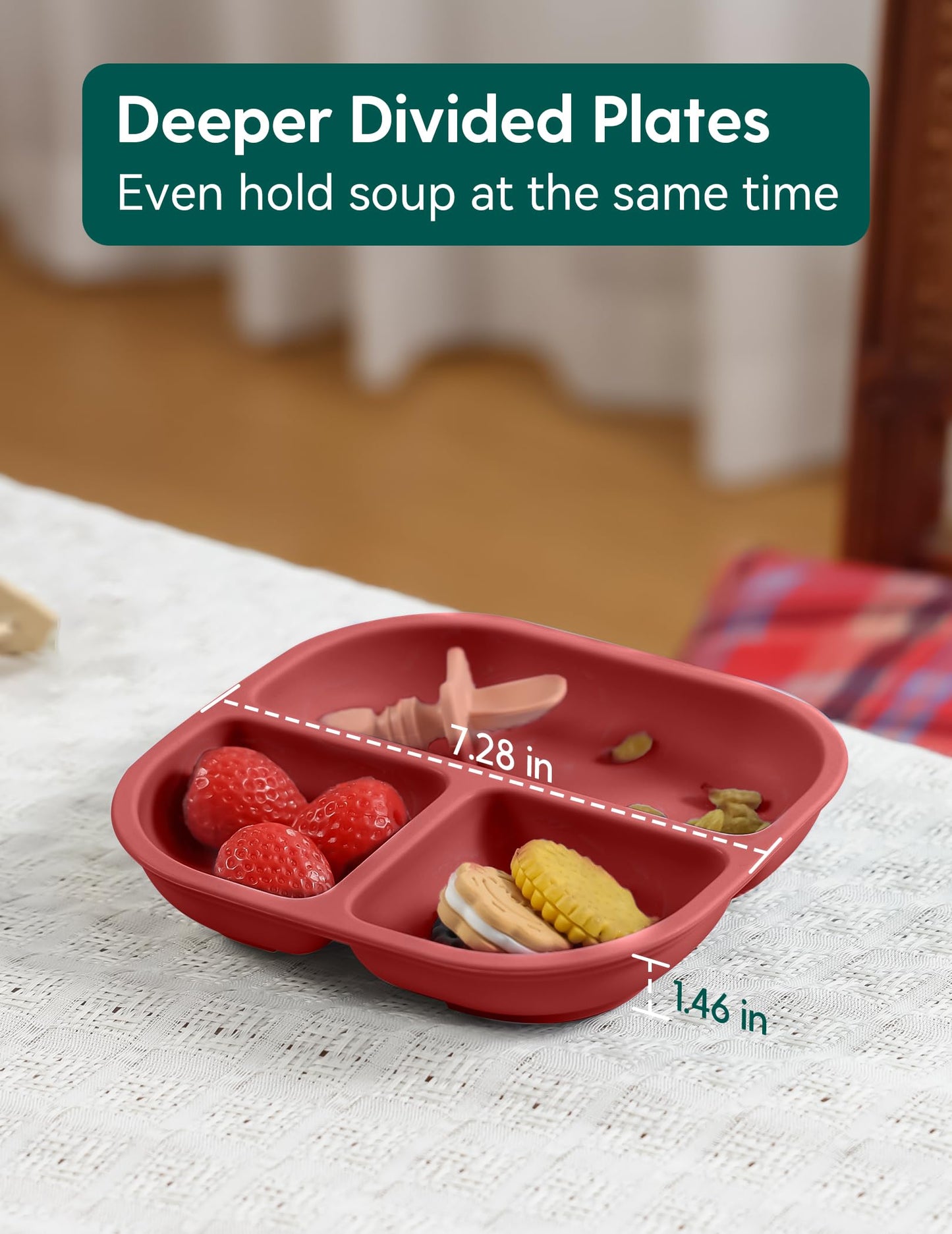 Babelio Powerful Suction Plates For Baby And Toddler, 100% Food Grand Silicone, Divided, Bpa Free, Microwave & Dishwasher Safe,