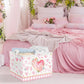 Clastyle Pink Flower Heart Basket Birthday Day Gift Basket Empty Girl Buffalo Plaid Shelf Basket Rectangle Clothes Book Toy Stor