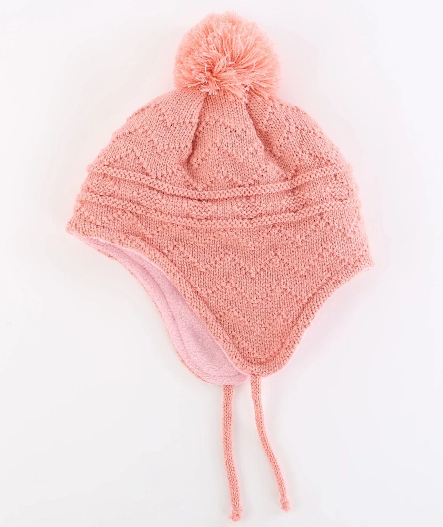 Connectyle Toddler Infant Baby Knit Beanies Cap Earflap Knit Kids Hat Fleece Warm Winter Hat S Pink