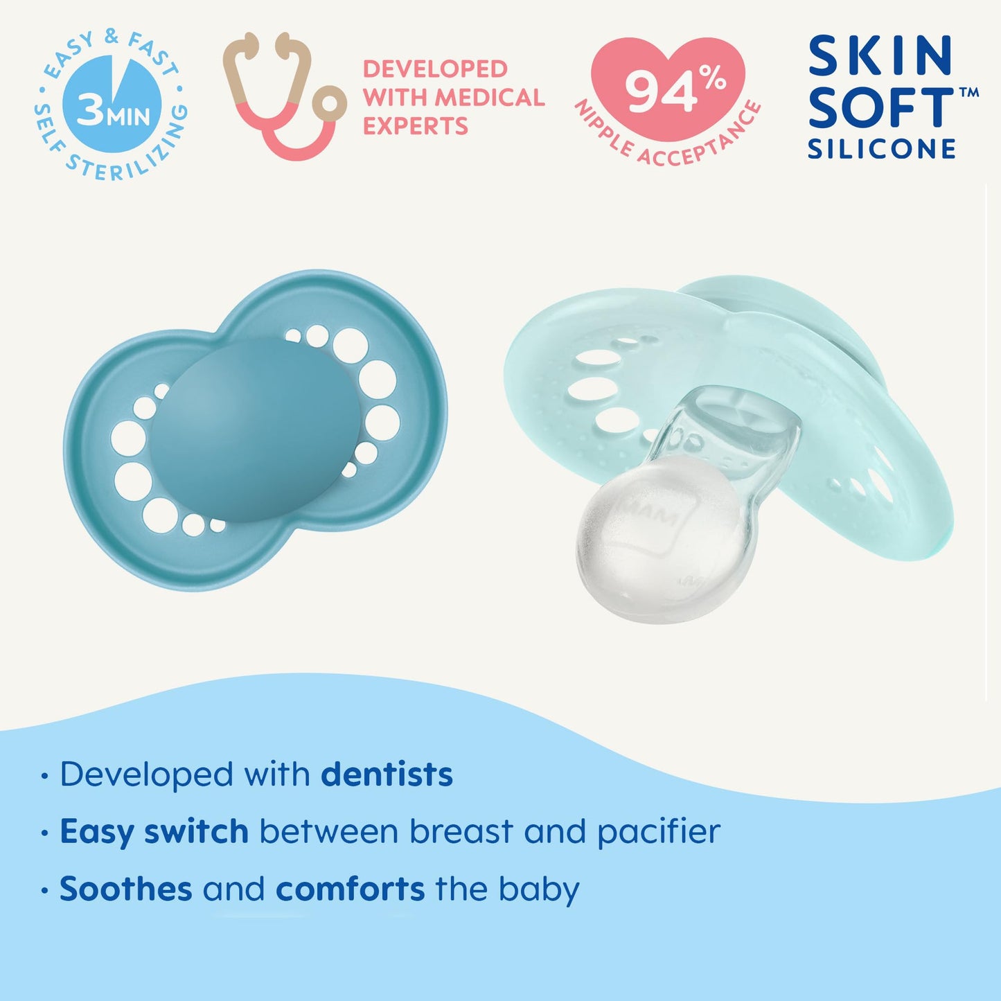 Mam Original Matte Pacifier, 1 Sterilzing Case, Baby Pacifier, Best Pacifiers For Breastfed Babies, 6-16 Months, Boy
