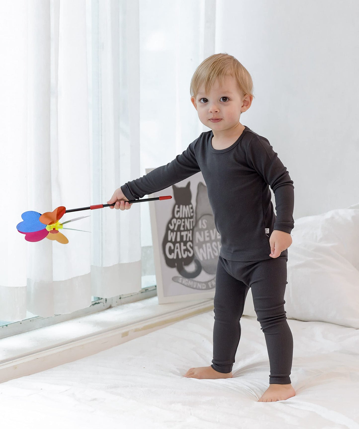 Avauma Baby Boys Girls Pajama Set Kids Toddler Snug Fit Ribbed Sleepwear Pjs For Daily Life Style (Xl/Charcoal(L))