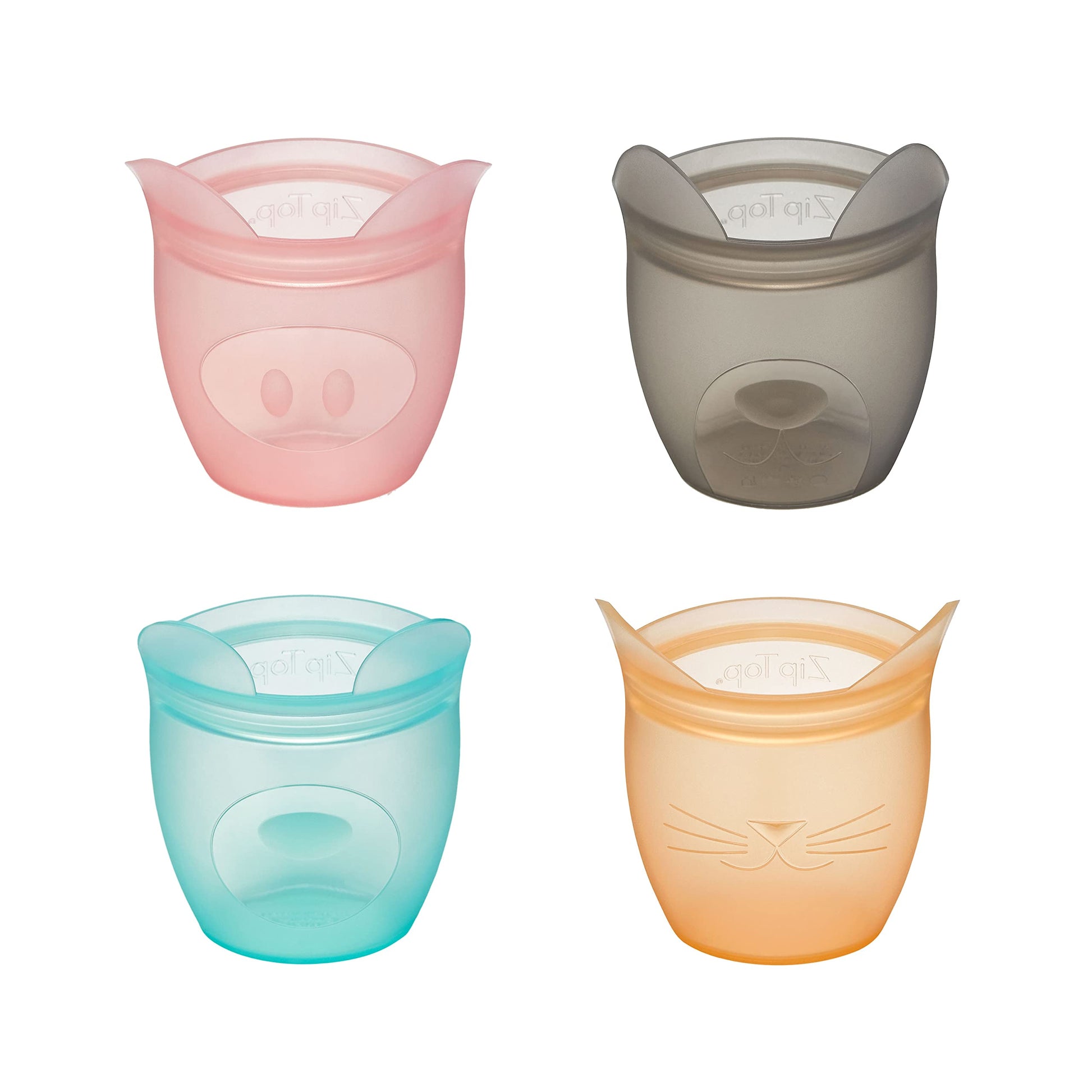 Zip Top Reusable 100% Silicone Baby + Kid Snack Containers- The Only Containers That Stand Up, Stay Open And Zip Shut! No Lids!