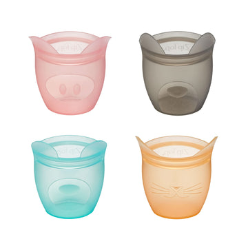 Zip Top Reusable 100% Silicone Baby + Kid Snack Containers- The Only Containers That Stand Up, Stay Open And Zip Shut! No Lids!