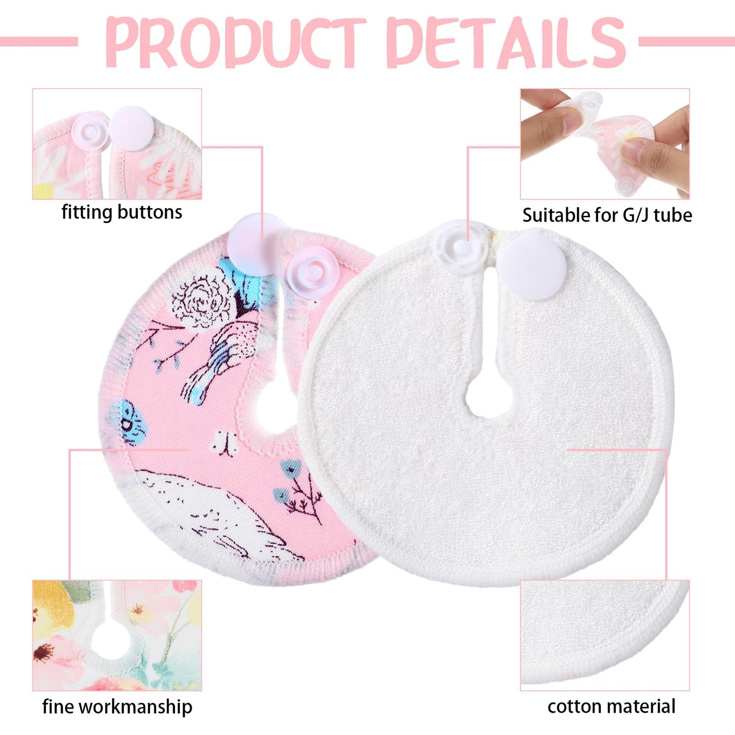 Yungyan 24 Pieces G Tube Covers Reusable Feeding Button Pads Soft G J Tube Button Covers Washable Nursing Breast Pads For Kid Ba