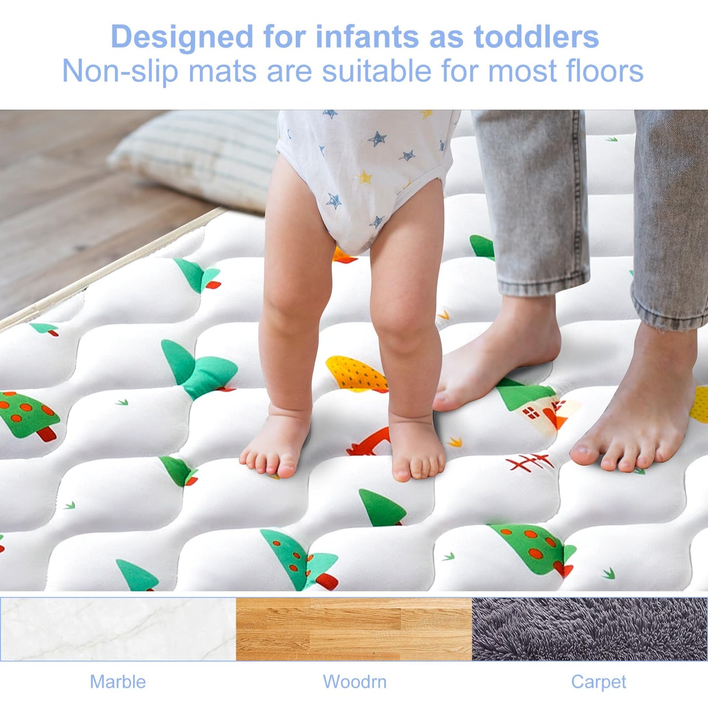 Premium Foam Baby Play Mat 59' X 59', Thick One-Piece Crawling Mat, Odorless Baby Mat Floor Mat, Non-Slip Cushioned Baby Playm