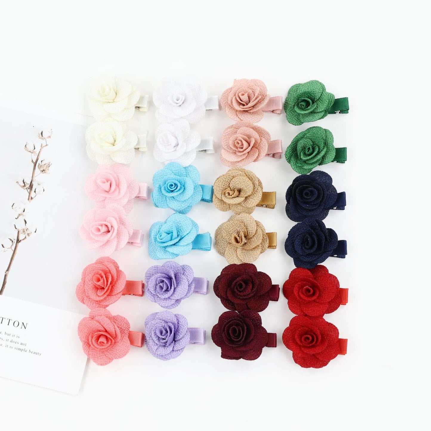 Insowni 24Pcs Alligator Hair Clips Barrettes Accessories Rose Flower For Baby Girl Toddlers (12 Pairs S6)