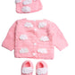 Newborn Cozy Warm Baby Sweater Set -Hand Made Baby Crochet Outfit -Pink/Blue Knit Cardigan With Booties & Hat Gift Set (6-12 Mon