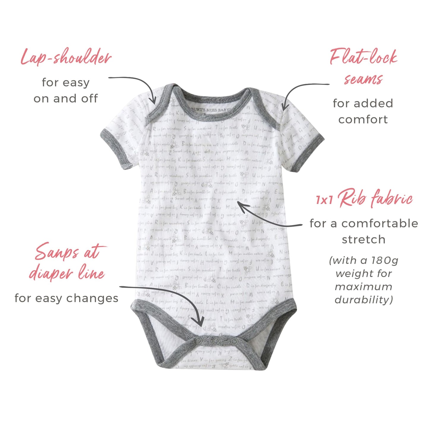 Burt'S Bees Baby Unisex Baby 14 Organic Cotton Short And Long Sleeve, Size Preemie, Newborn To 12 Months-Pack Of 7, Blueberry Pr