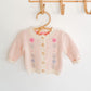 Simplee Kids Baby Sweater Valentine'S Day Cardigan Embroidery Flower Knit Coat For Winter Spring For 2-3T