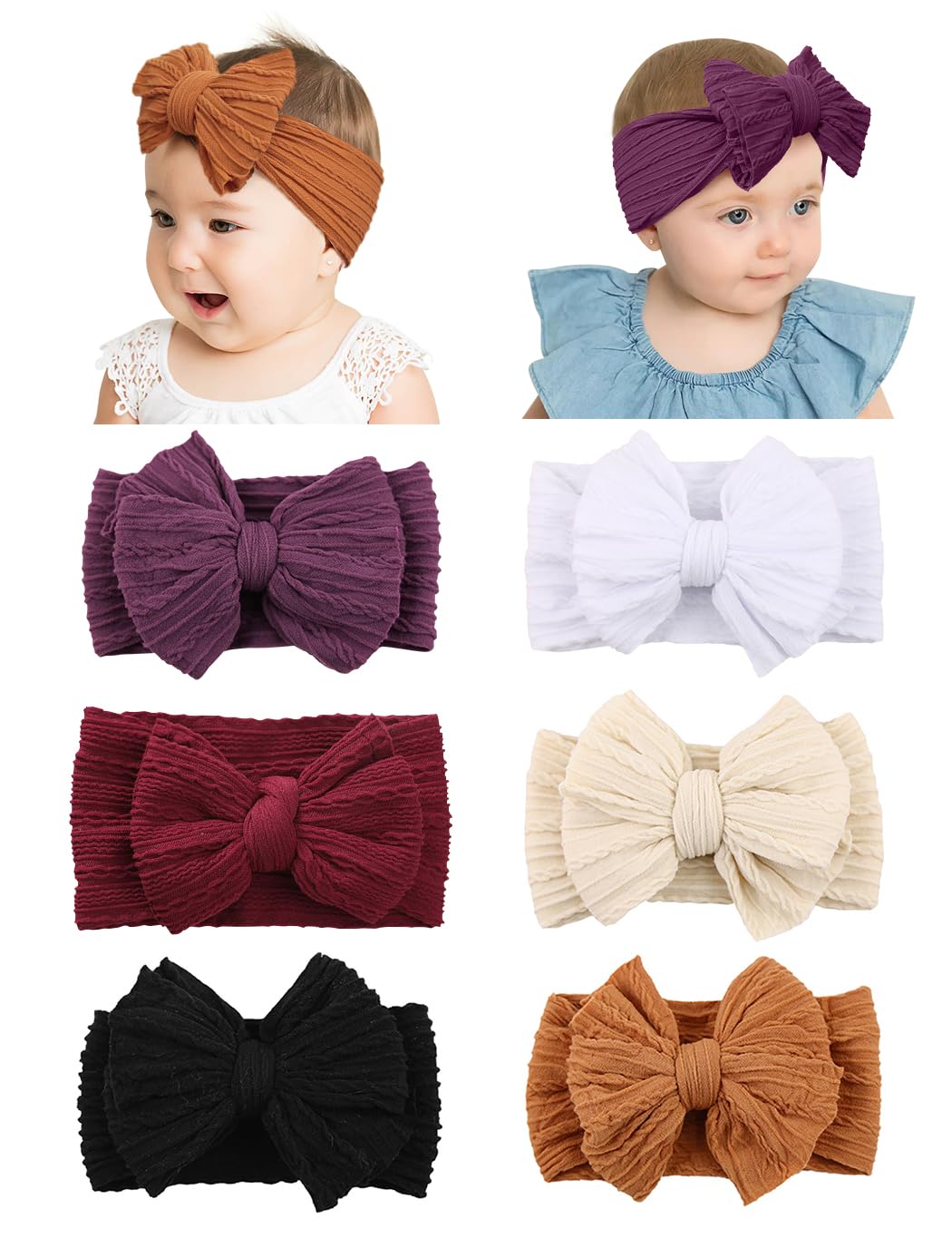 Zurlefy Stretchy Baby Girl Headbands Bows, Infant Headband Bows For Baby Bonnet Newborn Head Wraps Toddler Unisex (Xh003)