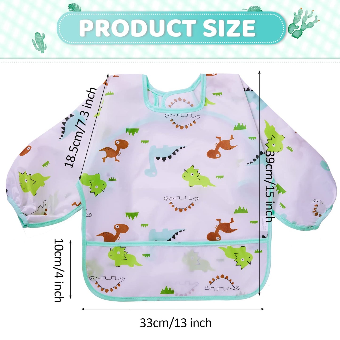 Tarpop 10 Pack Long Sleeve Bibs For Babies Waterproof Soft Sleeved Bibs For Babies Toddler Eating Feeding(24-36 Months)