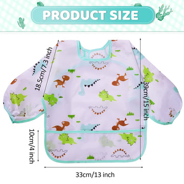 Tarpop 10 Pack Long Sleeve Bibs For Babies Waterproof Soft Sleeved Bibs For Babies Toddler Eating Feeding(24-36 Months)