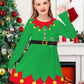 Kids Christmas Long Sleeve Dress Girls Cute Elf Outfits Xmas Party Green Aline Dresses 7-8 Years