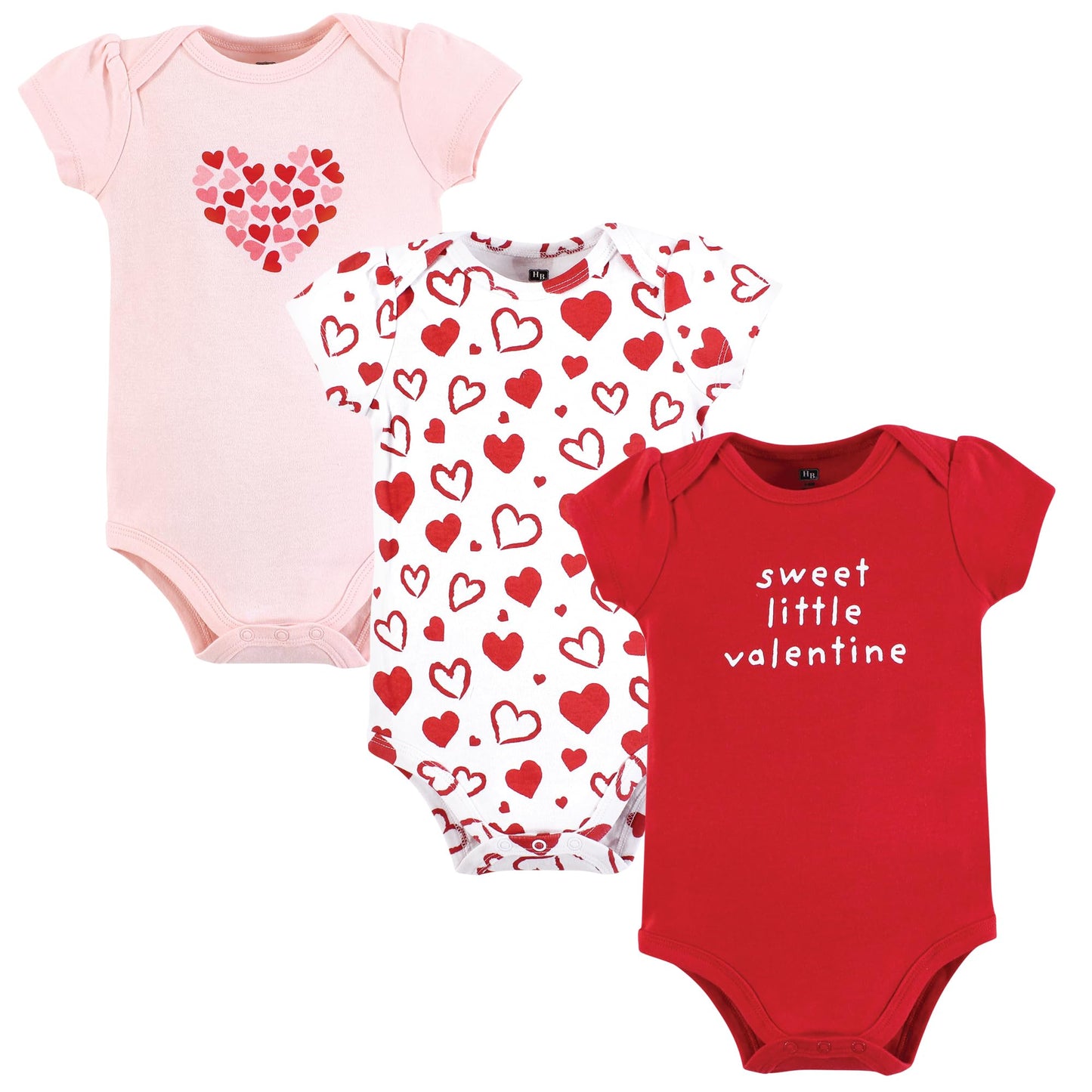 Hudson Baby Infant Girl Cotton Bodysuits, Valentine Hearts, 6-9 Months