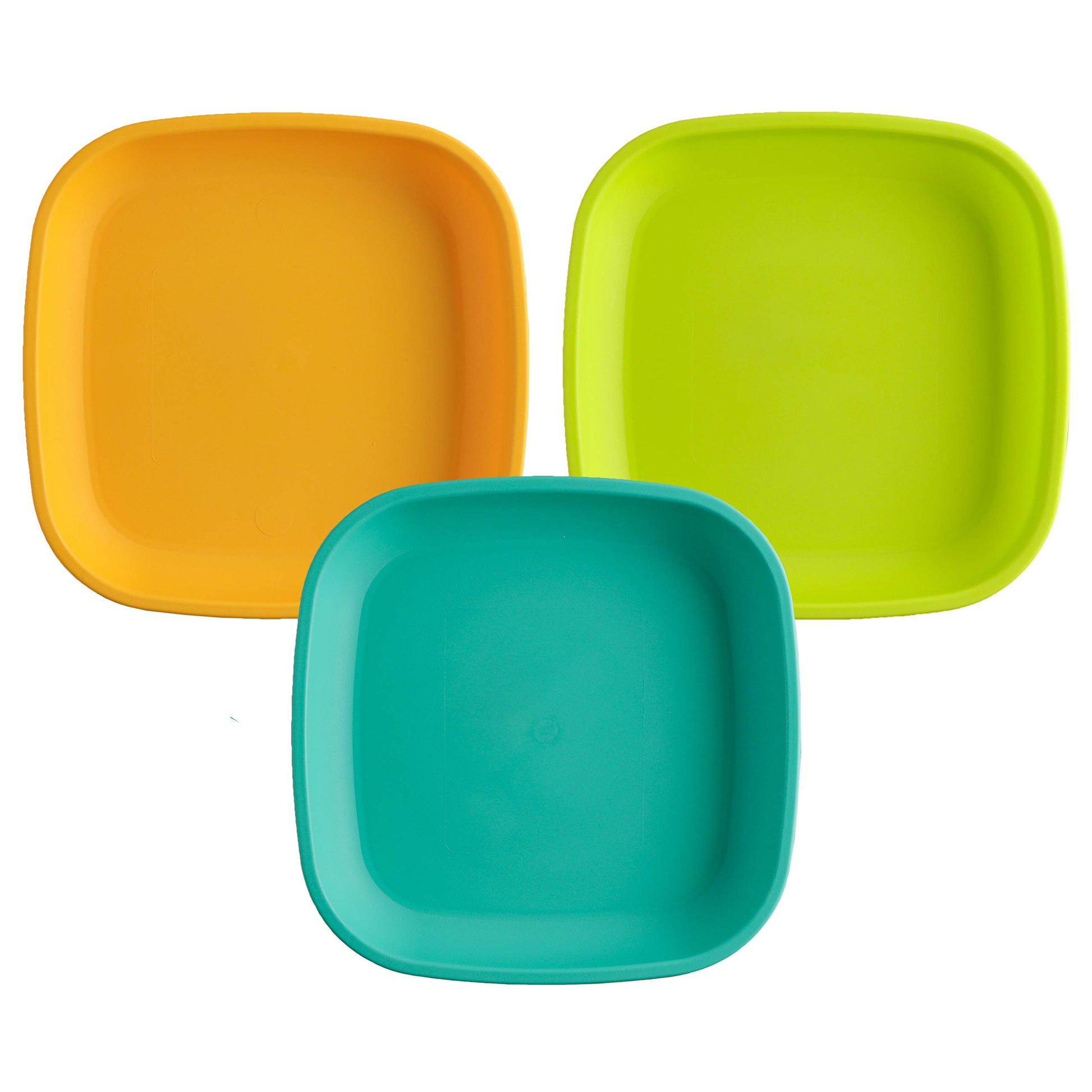Re-Play Toddler Plates - 22 Oz. Deep-Walled Flat Kids Plates - Dishwasher & Microwave Safe - Made In Usa - Set Of 3-7.37' X 7.3
