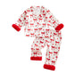 DuAnyozu Toddler Baby Girl Satin Valentines Pajamas Set Feather Trim Heart Print Little Girl Valentines Pjs Spring Clothes (Red 