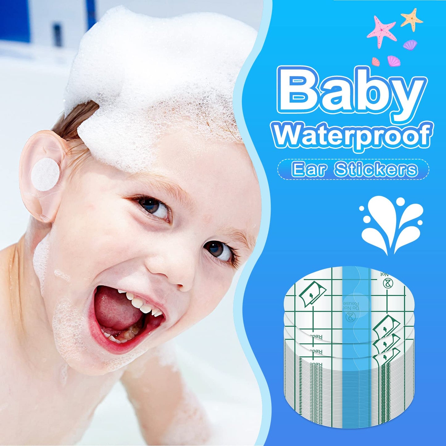 Teling 300 Pcs Ear Covers For Shower Waterproof Protector Newborn Stickers Disposable Cotton Ball Baby Baby Shower Ear Covers Fo