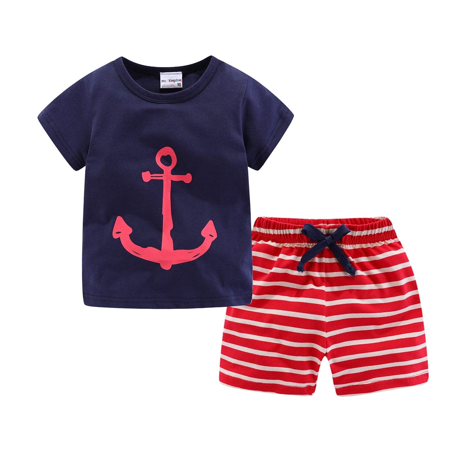 Mud Kingdom Little Boys Short Clothes Sets Beach Outfits Holiday 4T Navy Blue