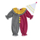 Aiwpstoin Toddler Baby Clown Costume Boy Girl Funny Halloween Outfit Contrast Color Long Sleeve Jumpsuit with Hat (Black, 12-18 
