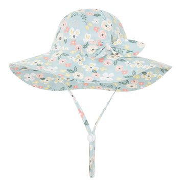 Urban Virgin Baby Girl Sun Hats Summer Baby Hats Upf 50+Toddler Sun Hat Infant With Wide Brim Bucket Hat Blue Garden 12-24 Month