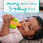 Infantino Lil Nibbles Textured Silicone Baby Teether - Sensory Exploration and Teething Relief with Easy to Hold Handles, Orang