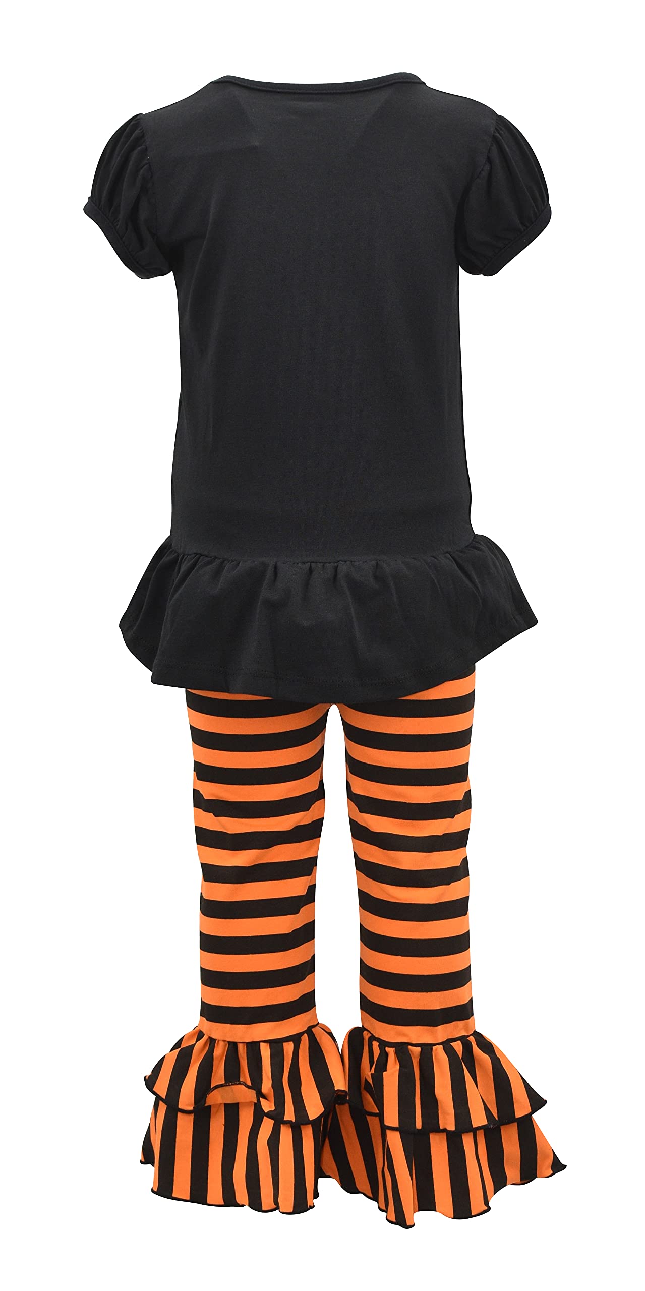 Unique Baby Baby-Girls 2 Piece Halloween Pumpkin Ruffled Pants Outfit (5T)