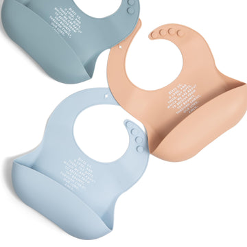 Be A Heart Adjustable Waterproof Bib, Silicone Feeding Bib, Catholic Meal Prayer (Powder Blue)