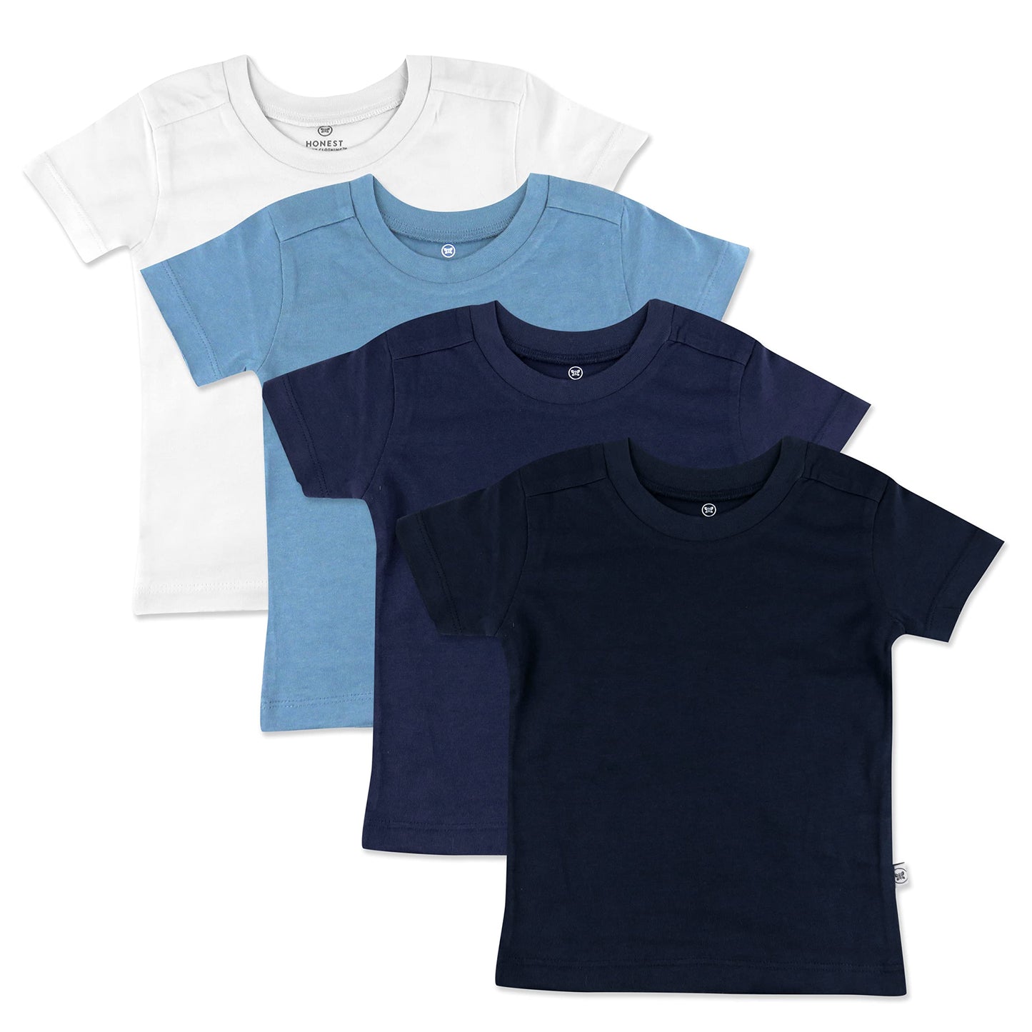 Honestbaby Unisex Baby 4-Pack Organic Cotton Short Sleeve T-Shirts T Shirt, Blue Ombre, 0-3 Months Us