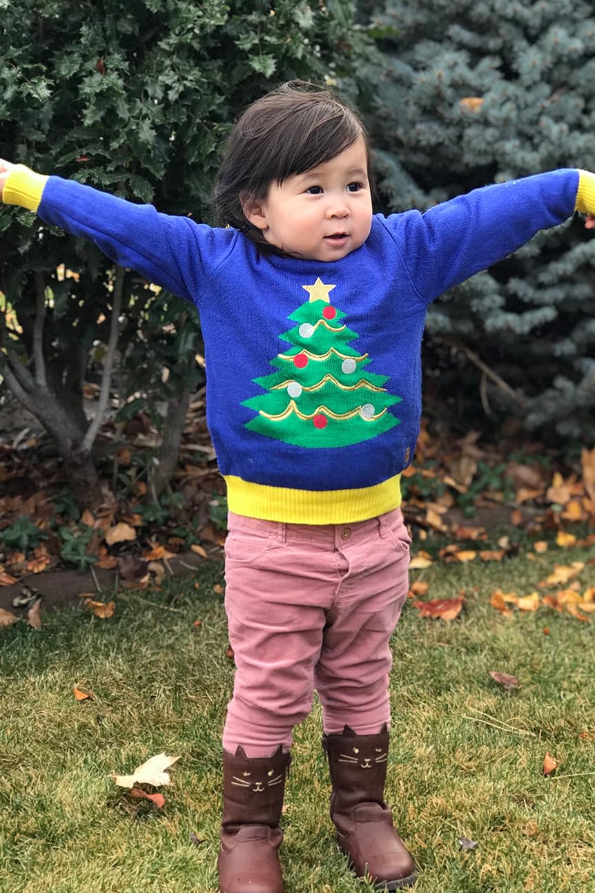 Tipsy Elves Christmas Sweaters For Babies And Toddlers - Cute And Tacky Holiday Pullover - Baby Toddler Blue Christmas Tree Ugly