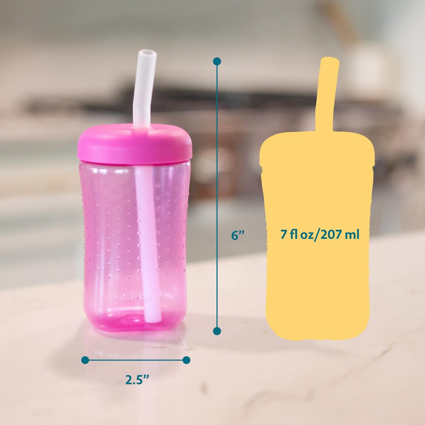 The First Years Squeeze & Sip Toddler Straw Cups - Squeezable Transition Sippy Cup with Silicone Straw - Toddler Feeding Supplie