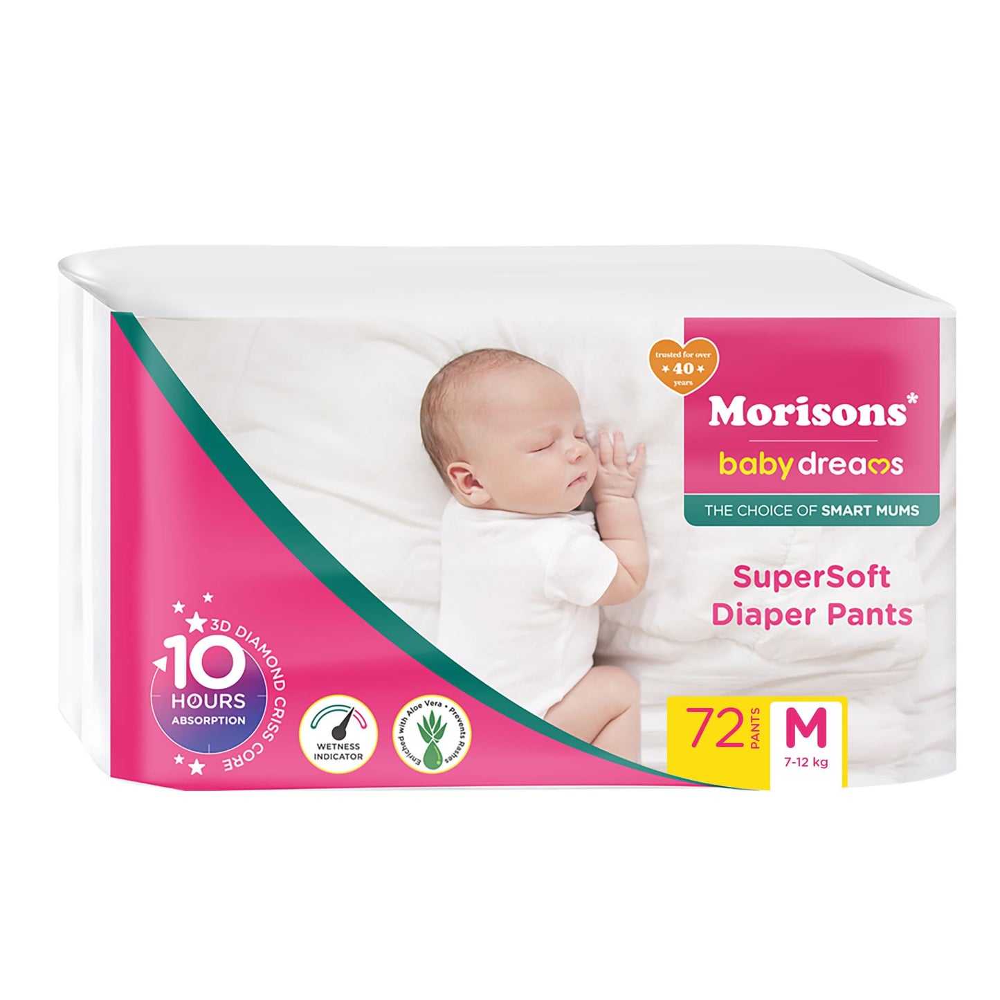 Morisons* Babydreams The Choice Of Smart Mums Baby Super Soft Diaper Pants Medium  M (72 Pieces), 1 Count