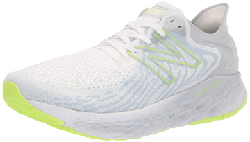 New Balance Womens Fresh Foam 1080 V11 Running Shoe, Whitebleached Lime Glo, 12