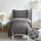 4 Pieces Tufted Dots Toddler Bedding Set Solid Grey Jacquard Pom Pom Tufts, Soft And Embroidery Shabby Chic Boho Design For Baby