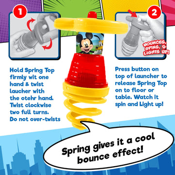 Ja-Ru Light Up Spinning Top Mickey Mouse & Friends Disney Junior Style, Ufo Spin Toys, Flashing Led Lights, Fun Kids Birthday Gi