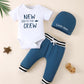 Renotemy Baby Boy Summer Clothes Short Sleeve New To The Crew Toddler Boy Clothes Outfits Blue Boy Outfits 12-18 Months