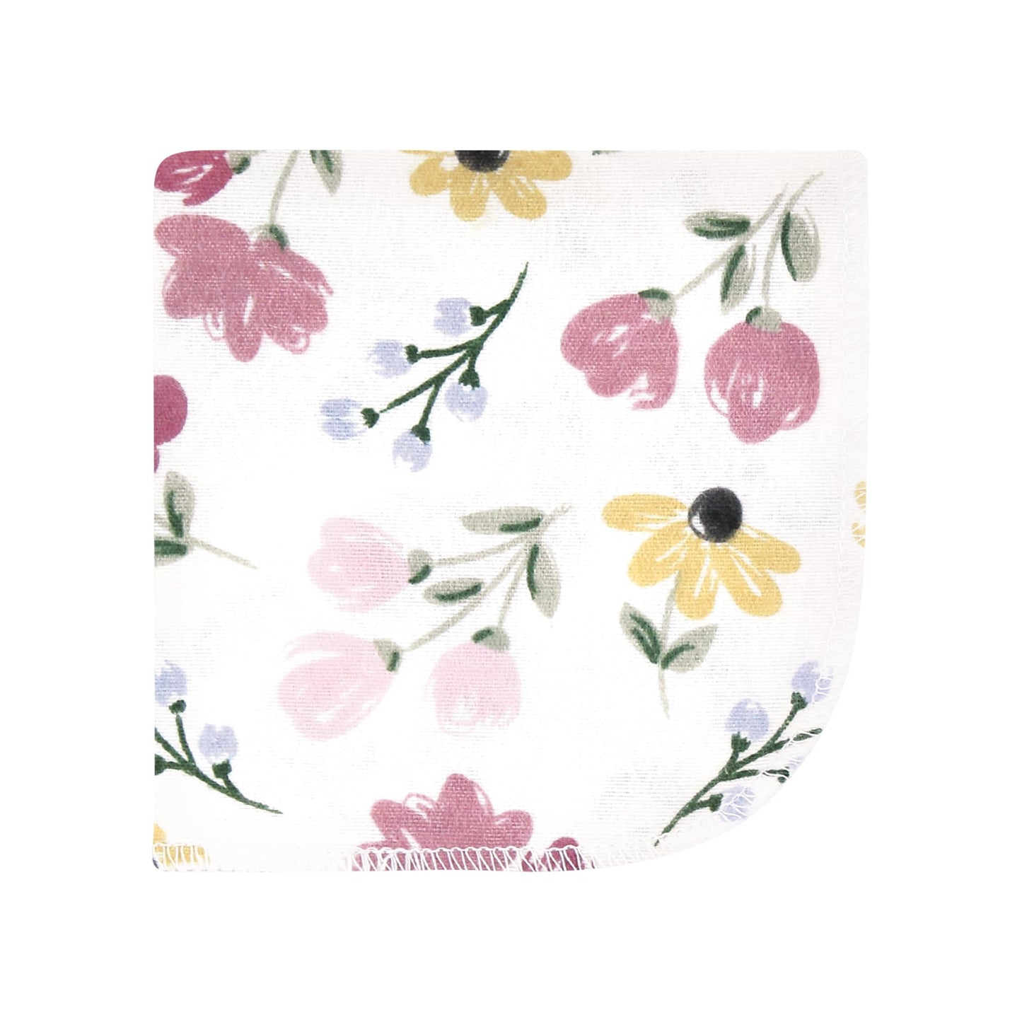 Hudson Baby Unisex Baby Flannel Cotton Washcloths, Soft Painted Floral 12 Pack, One Size