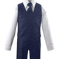Luca Gabriel Toddler Boys' 5 Piece Classic Fit No Tail Formal Navy Blue Dress Suit Set With Tie And Vest - 18-24 Months