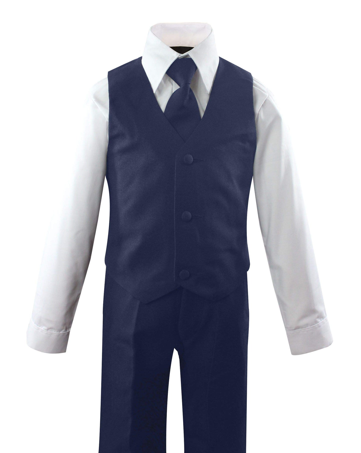 Luca Gabriel Toddler Boys' 5 Piece Classic Fit No Tail Formal Navy Blue Dress Suit Set With Tie And Vest - 18-24 Months