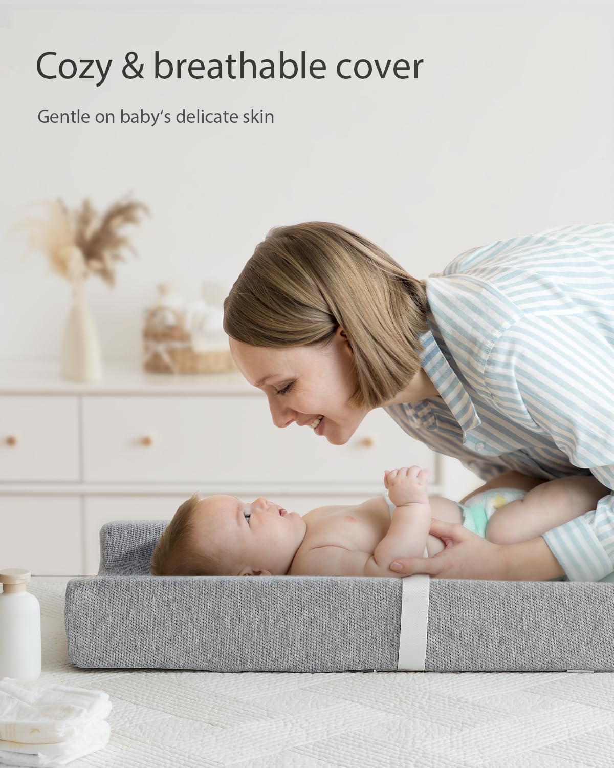 Blissful Diary Baby Changing Pad With Waterproof Lining Foam, Includes A Soft & Washable Cover, Contoured Changing Table Pads Fo