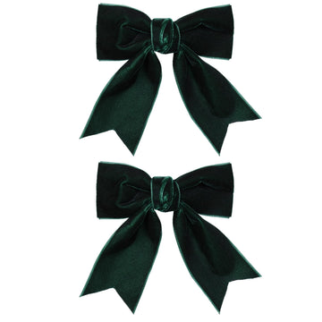 Velvet Dark Green Hair Bows Clips 4' Christmas Party Dress Decor Accessory For Toddler Teen Girls Big Fall Velvet Ribbon Bow-Kn
