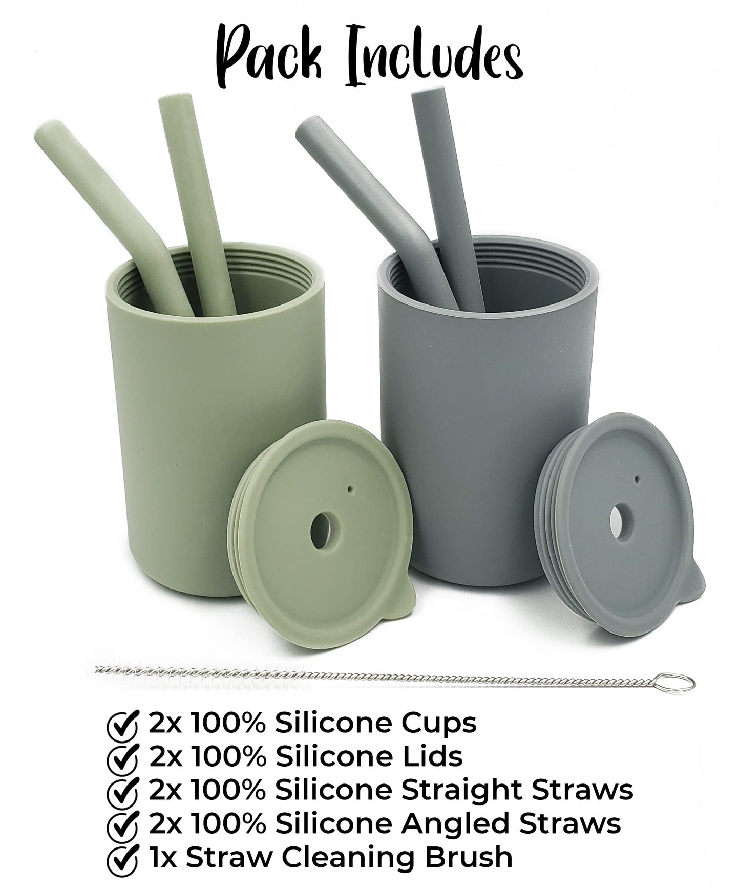Cascade Kids Silicone Toddler Smoothie Cups with Straw, Unbreakable Training Cup with Straw for Babies and Toddlers for less mes
