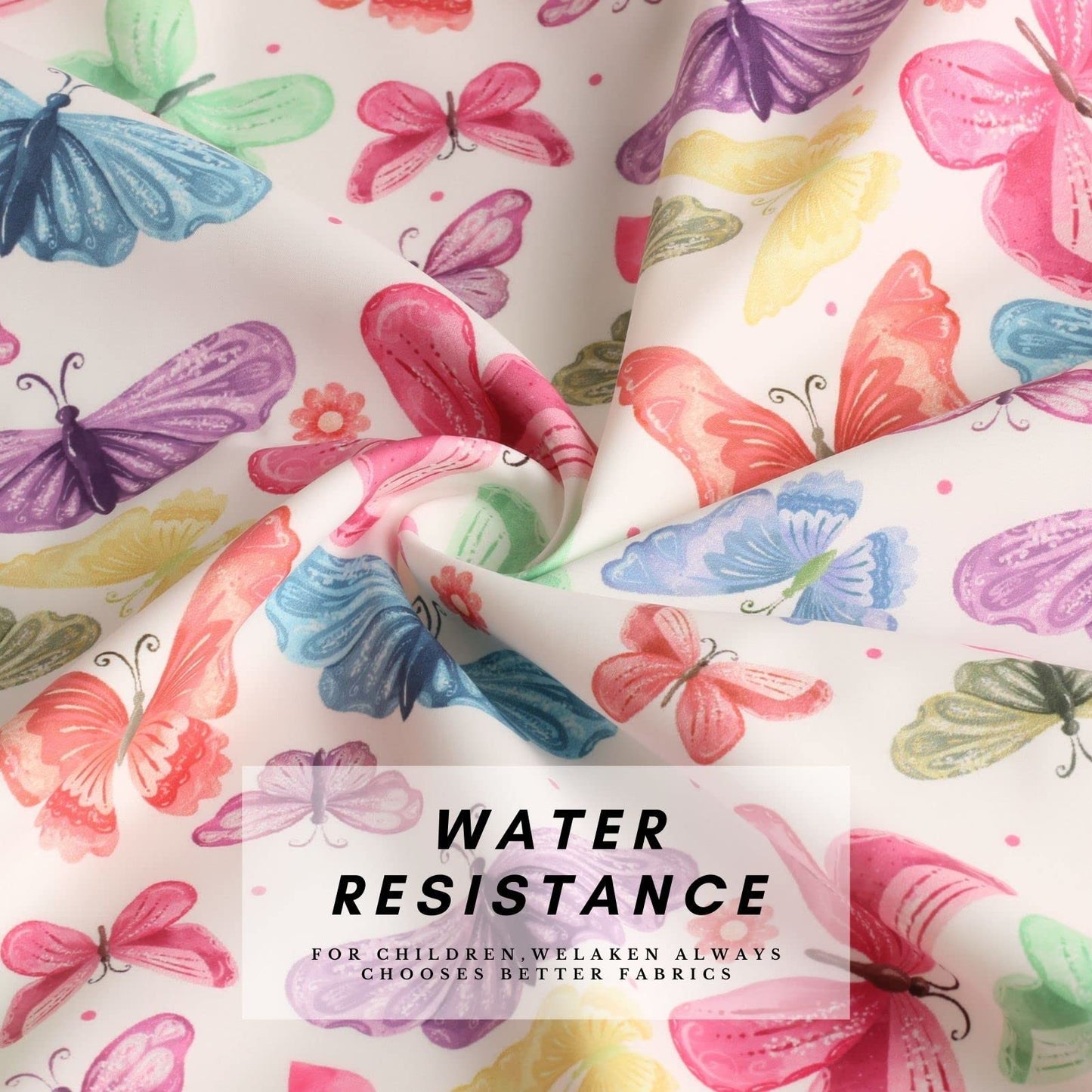 Welaken Baby Girls' Water-Resistant Butterfly Printed Jacket Lightweight And Breathable Fall Windbreaker